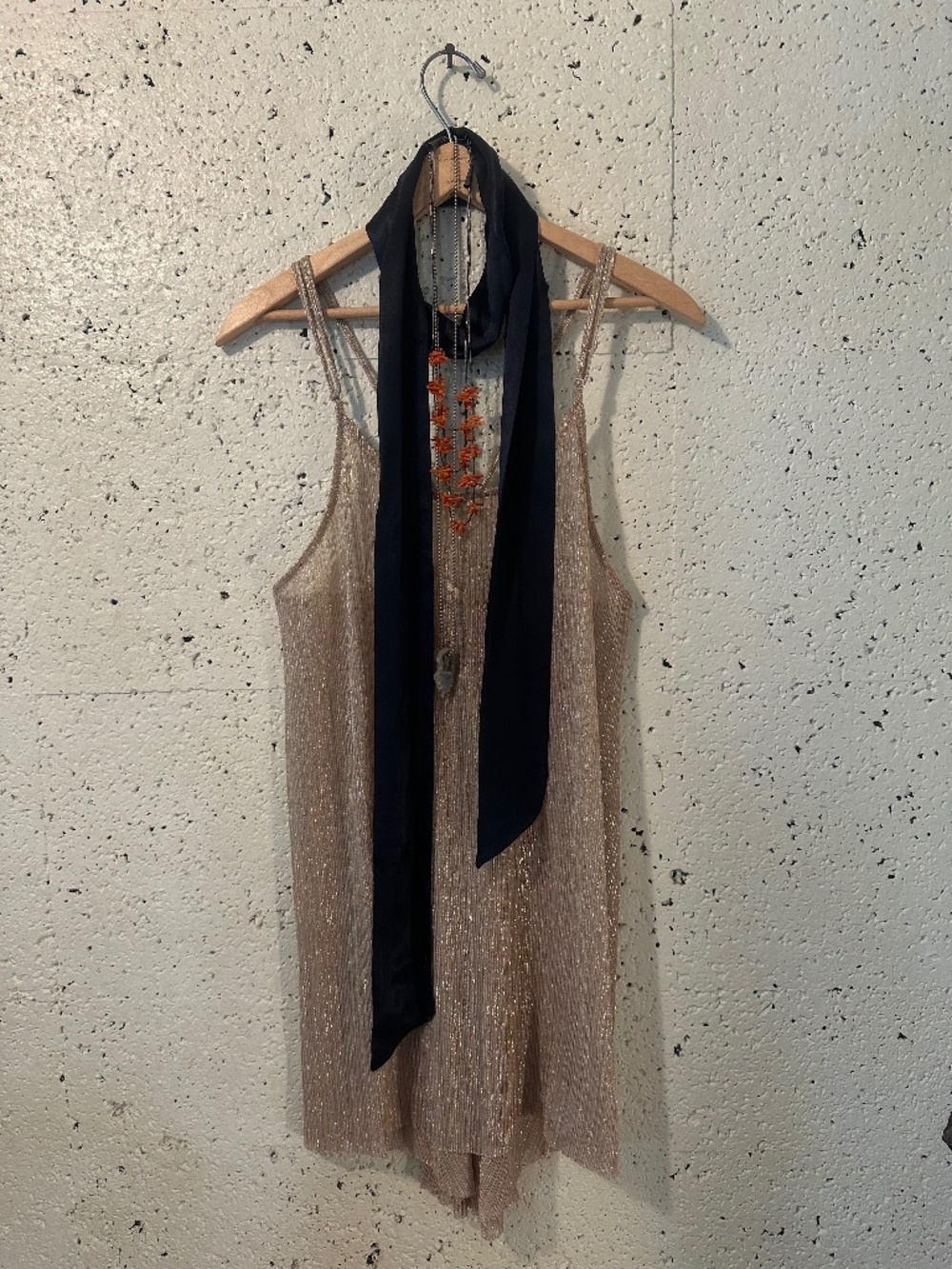 Vintage Y2K Kimchi Blue Urban Outfitters Sheer Metallic Plissé Slip Mini Dress M